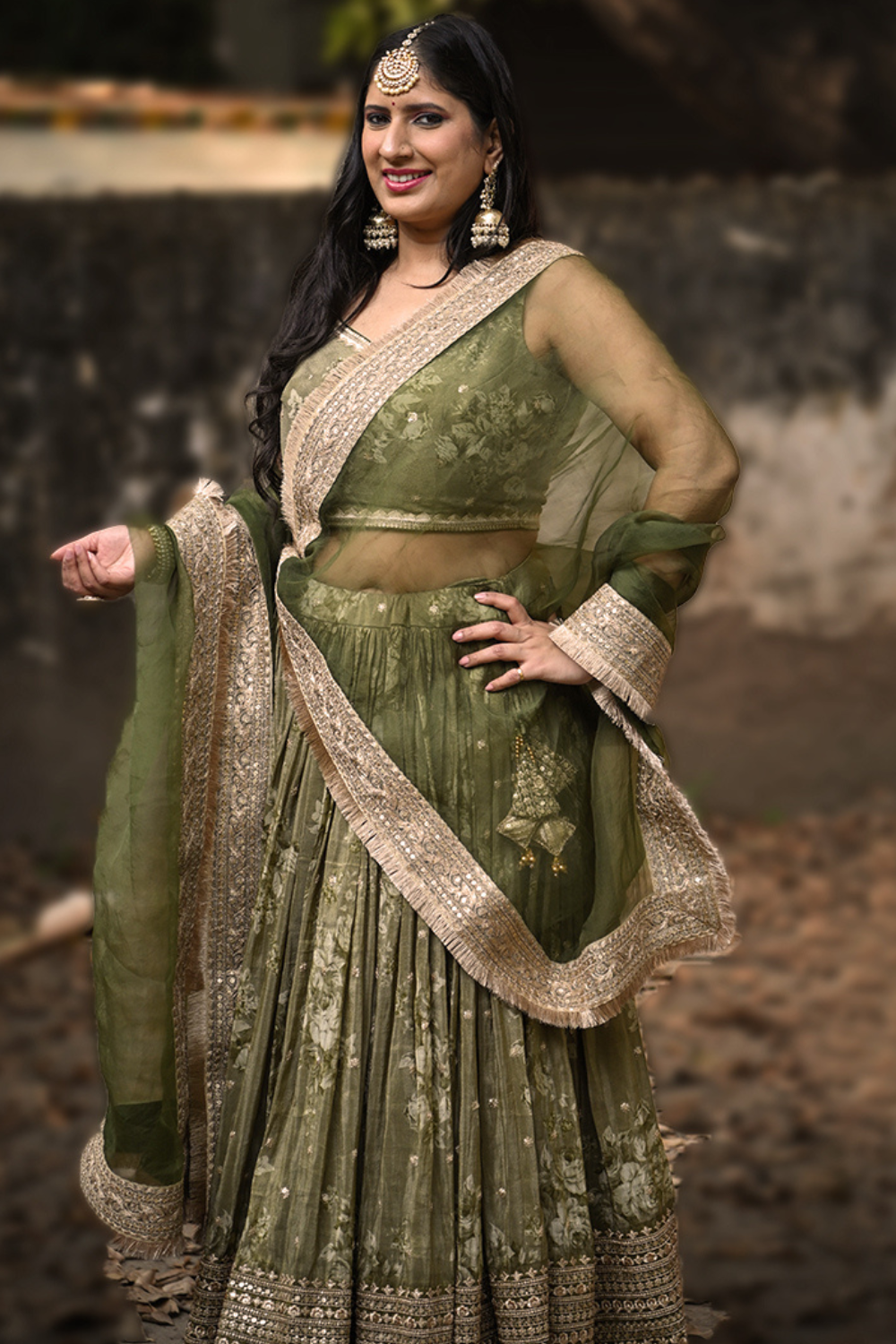 Pakhi Lehenga (Green)