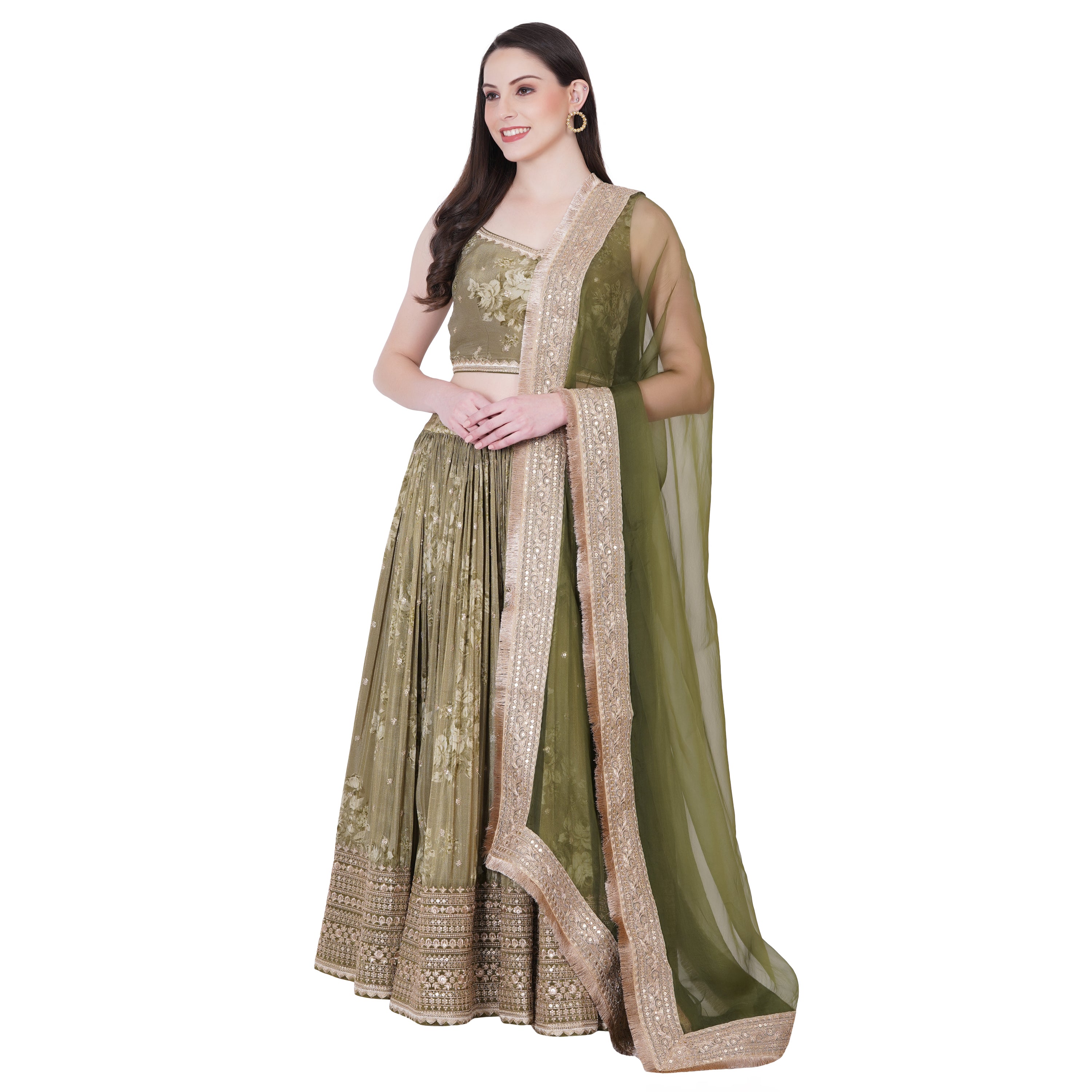 Pakhi Lehenga (Green)
