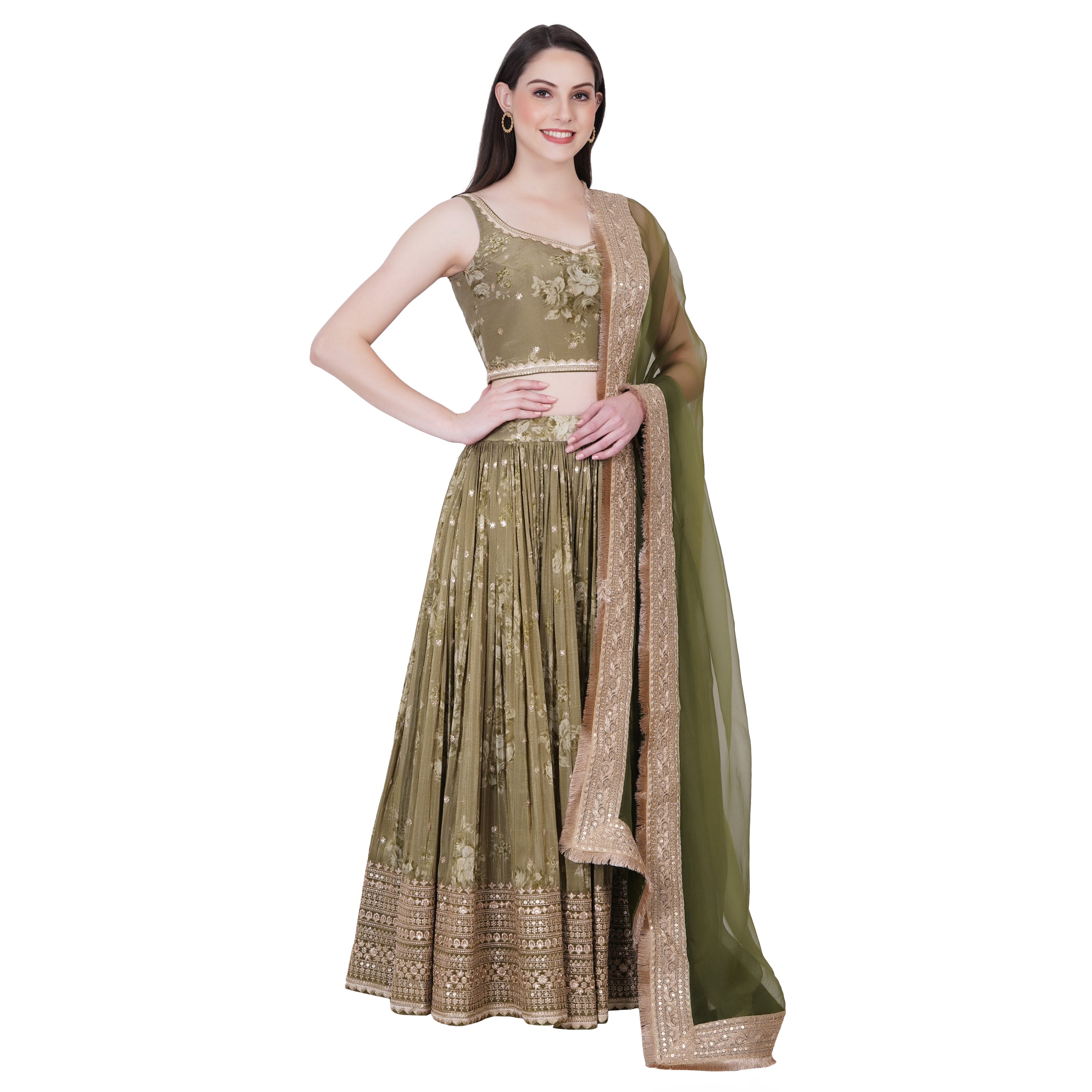 Pakhi Lehenga (Green)