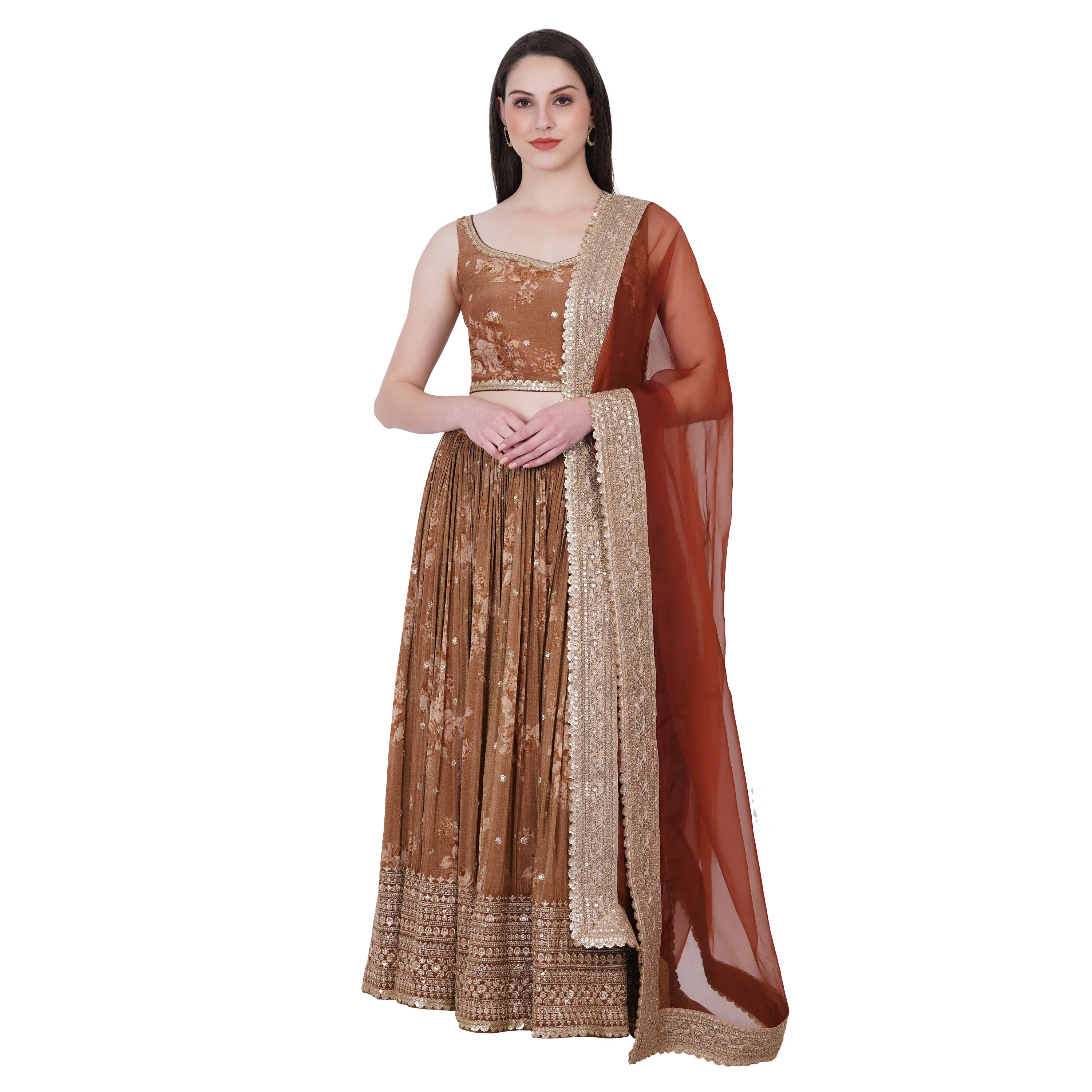 Pakhi Lehenga (Brown)