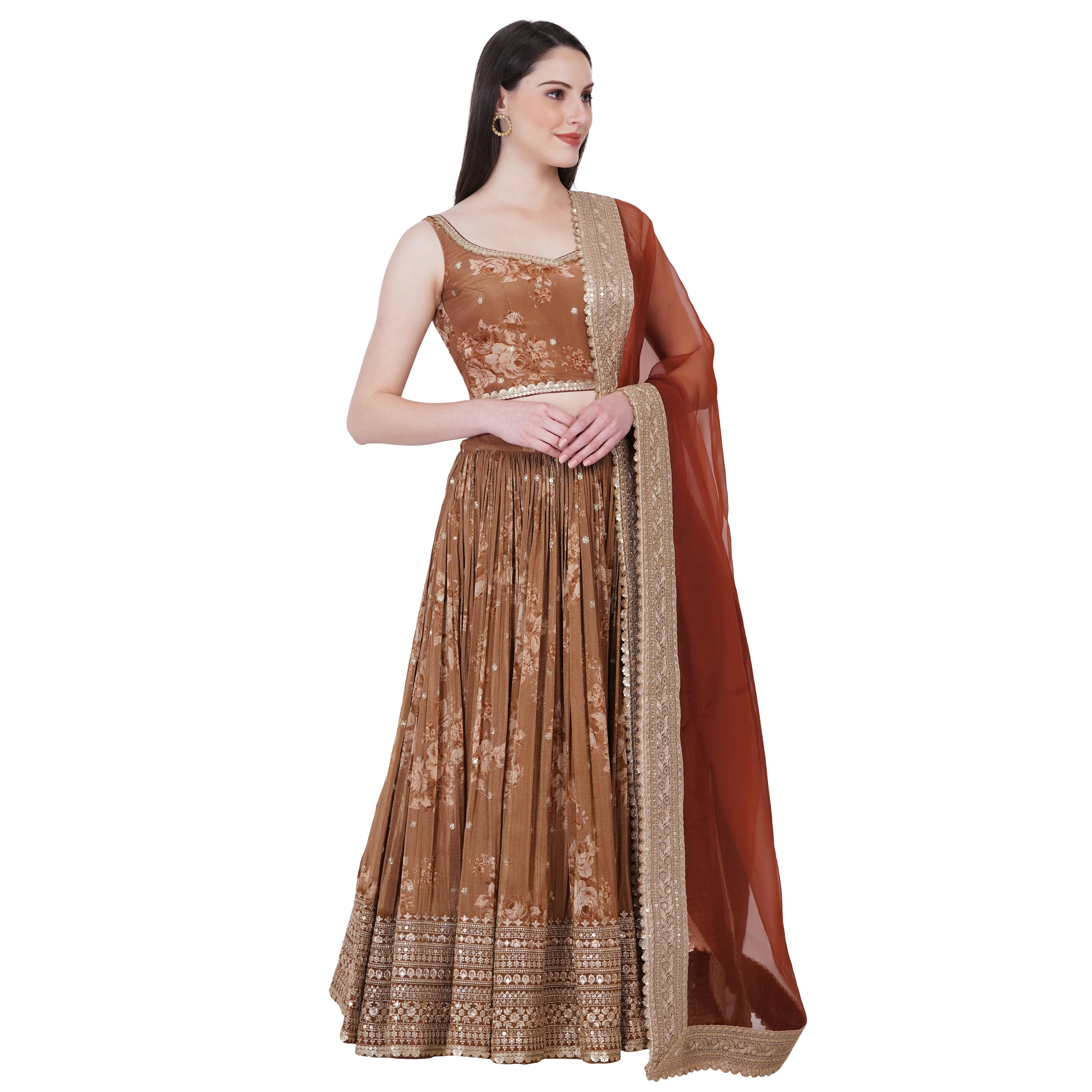 Pakhi Lehenga (Brown)