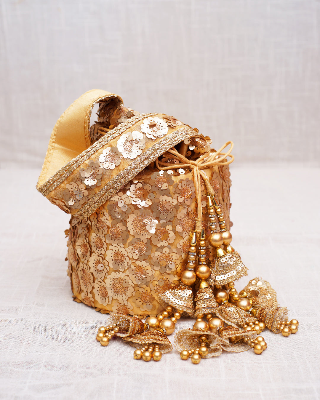 Chanderi Potli - Floral Gold