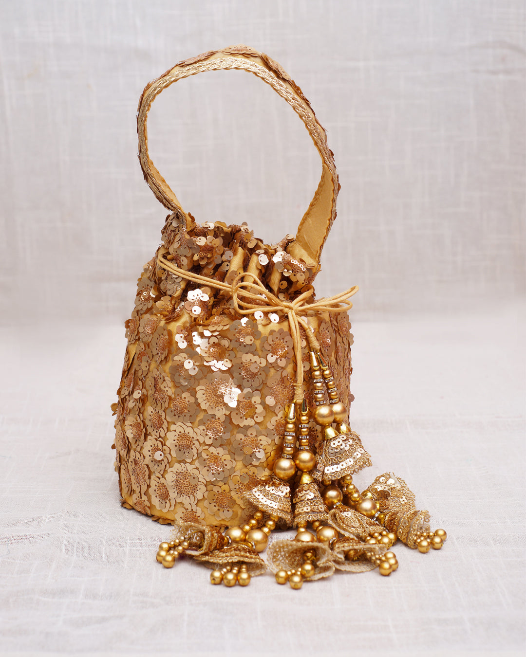 Chanderi Potli - Floral Gold