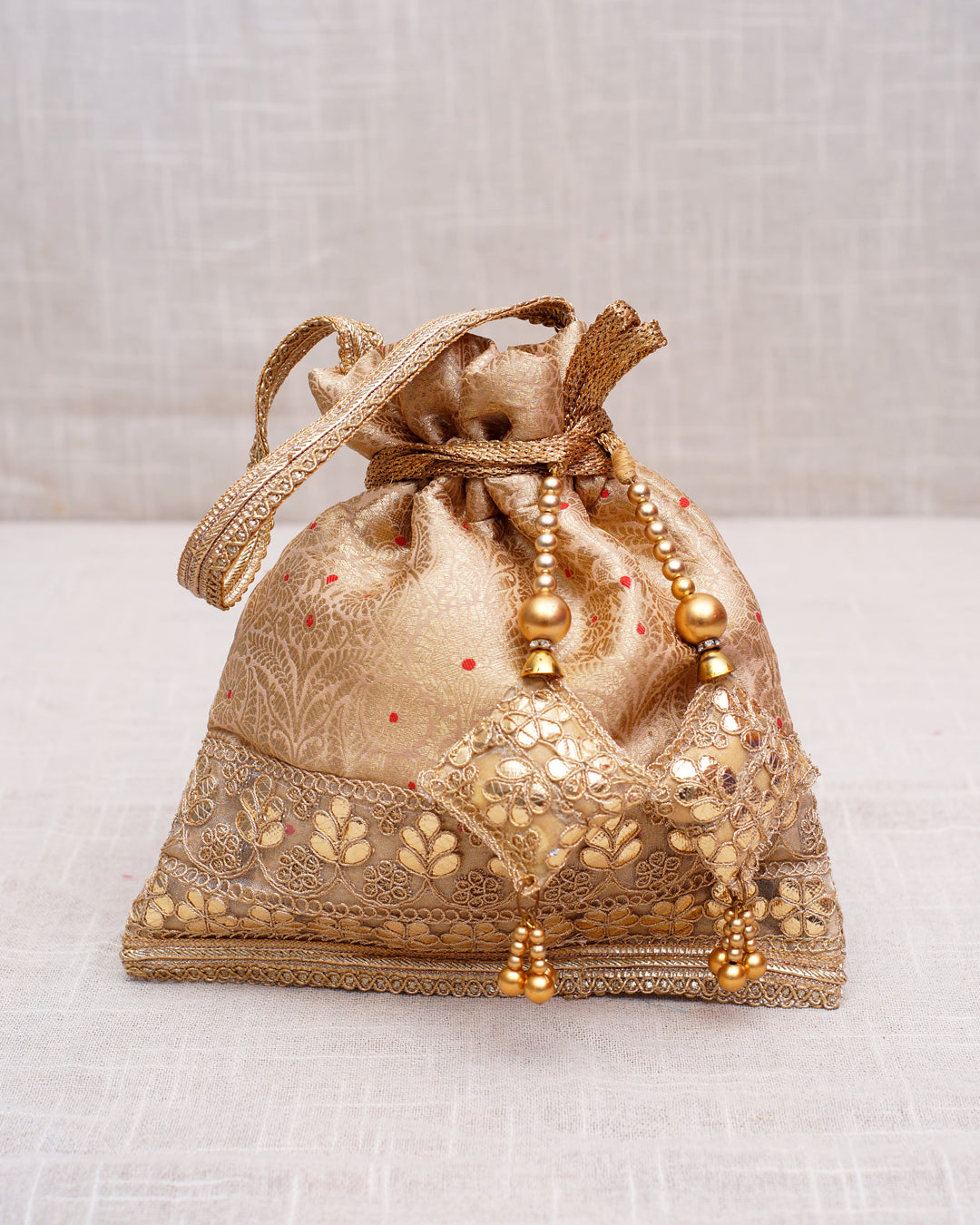 Brocade Potli - Golden